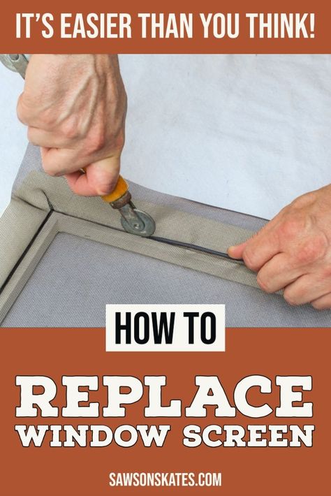 Replace your torn window screen mesh, let the fresh air in, and keep those pesky bugs out! I’ll show you how to do it in this step-by-step tutorial. Screen Door Repair, Window Mesh Screen, Outdoor Patio Diy, Aluminum Screen, Drywall Repair, Small Appliance, Window Screen, Broken Screen, Home Fix