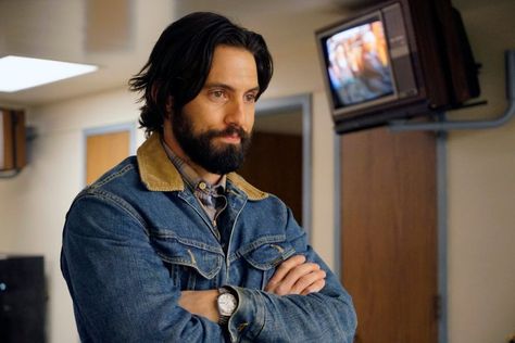 This Is Us Review: NBC, What The Heck Just Happened? (Spoilers ... Jack Pearson, Milo Ventimiglia, Fan Theories, Camouflage Jacket, Jeans Fabric, Blue Denim Jacket, This Is Us Quotes, Collar Shirt, Man Crush