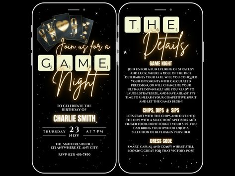 Animated Game Night Invitation for adults, Family Game Night Party Invite, Cards Invite, Birthday Game Night, Editable Template Evite by WhimsicalThingsInc on Etsy Adult Game Night Invitations, Game Night Birthday Party Invitations, Game Night Birthday Invitations, Game Night Invitations Template, Games Night Invitation, Birthday Game Night Party, Game Night Theme Party For Adults, Game Night Invitations, Birthday Game Night