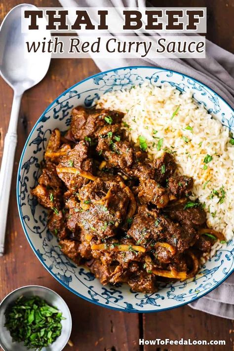 Thai Red Curry Beef, Thai Beef Curry, Thai Curry Recipes, Beef Curry Recipe, Red Curry Sauce, Coconut Curry Sauce, Thai Beef, Fit Foods, Tender Steak