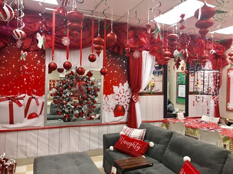 I have such a fabulous store team. I did this to the break room to keep my team in the holiday spirit Break Room Christmas Decorating Ideas, Work Break Room Christmas Decorations, Holiday Break Room Ideas, Breakroom Christmas Decor, Break Room Christmas Decorations, Christmas Breakroom Ideas, Work Break Room Ideas, Break Room Ideas, Teachers Lounge Decor