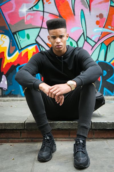 Sk8er Boy Editorial - Jumper & Trousers: ASOS, Trainers: NIKE Air Huarache Triple Black Nike Huarache Outfit, Huarache Outfit, Huaraches Outfit, Blue Nikes, Burgundy Nike, Shoes Editorial, Pop Shoes, Tiffany Blue Nikes, Black Huarache