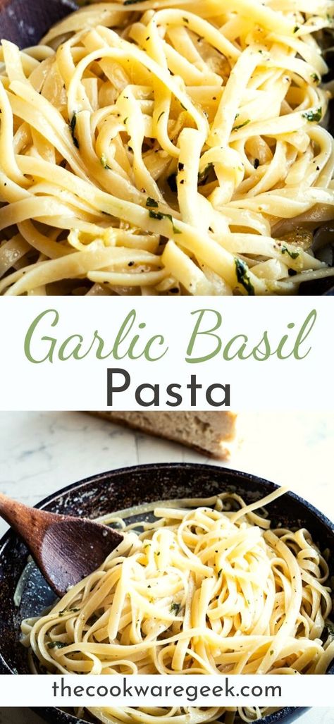 Basil And Garlic Oil Noodles, Noodles With Basil, Simple Pasta With Olive Oil, Linguini Recipes Easy, Basil Olive Oil Recipes, Pasta With Basil Recipes, Fresh Basil Recipes Pasta, Pasta Basil Recipes, Pasta Olive Oil Recipes