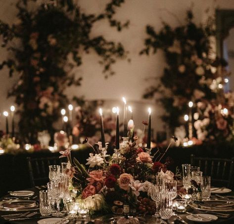 Dark Winter Wedding Aesthetic, Dark Winter Wedding, Moody Wedding Flowers, Victorian Gothic Wedding, Dark Romantic Wedding, Year 3000, Romantic Wedding Colors, Dark Wedding Theme, Summer Wedding Reception