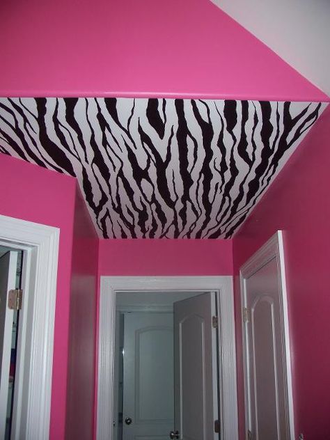 Zebra ceiling...fun :) Zebra Print Rooms, Zebra Room, Nice Rooms, Ideas Hogar, Pink Room, Pink Zebra, Everything Pink, Kids' Room, My New Room