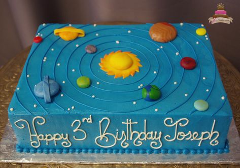 Solar System Sheet Cake, Solar System Cake Ideas, Galaxy Sheet Cake, Space Cakes Kids Boy Birthday, Space Cake Ideas, Space Birthday Cake, Solar System Birthday, Space Cakes, Solar System Cake