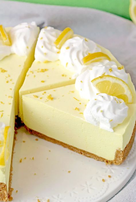 Lime Cheesecake Recipes, Lemon No Bake Cheesecake, Recipe With Graham Cracker Crust, Easy Lemon Desserts, Lemon Cheesecake Mousse, Delicious Lemon Desserts, Lemon Cheesecake Recipe, Easy Lemon Cheesecake, Cheesecake Lemon