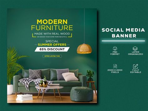 Social Media Banner | Furniture Banner | Instahram Post by MD SIAM HOSEN Furniture Banner Design Layout, Furniture Social Media Post Design Ideas, Social Media Furniture Post, Interior Social Media Design, Interior Social Media Post, Furniture Social Media Design, Furniture Banner Design, Furniture Social Media Post Design, Furniture Poster Design