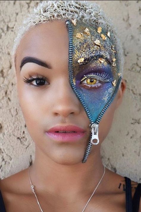 Zipper Halloween Makeup, Good Halloween Makeup, Fantasy Make-up, Make Carnaval, Halloween Make-up Looks, Best Makeup Remover, Zipper Face, Effects Makeup, Cool Halloween Makeup