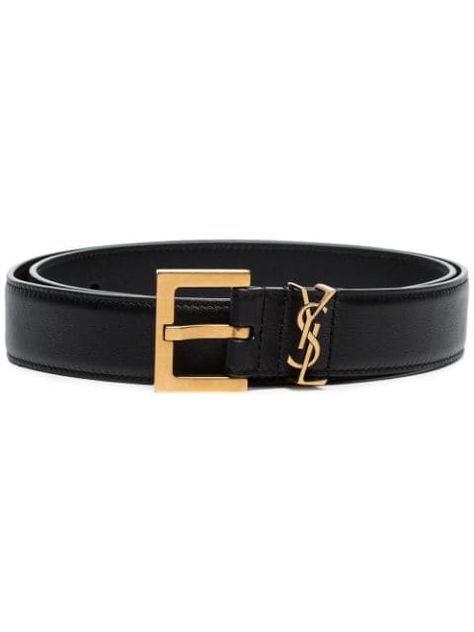 SAINT LAURENT monogram detail belt. #saintlaurent Black Leather Belt, Monogrammed Leather, Leather Cap, Beach Tote Bags, Small Leather Goods, Black Belt, Lanvin, Handbag Backpack, Belts For Women