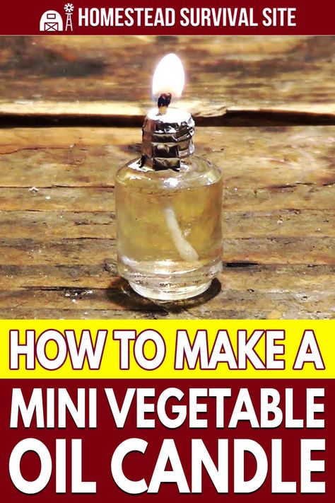 You can easily make a vegetable oil candle with a small bottle, some oil, some cotton yarn, and a little piece of aluminum foil. Homestead Survival, Patchwork, Vegetable Oil Candles, Primitive Survival, Emergency Preparedness Kit, Oil Candle, Survival Life Hacks, Hold Hands, Survival Techniques