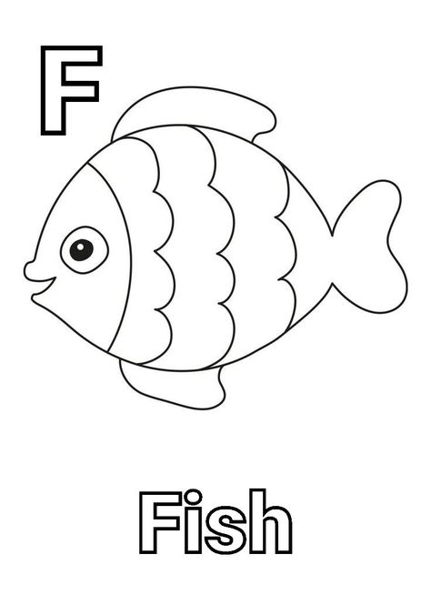 F Is For Fish Craft, Fish Worksheet, Fish Activities, Fishing Pictures, Fish Crafts, Letter F, Color Worksheets, Preschool, Fish