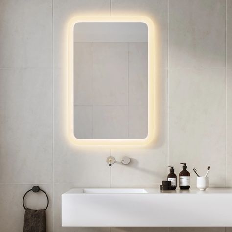 Varenna Rectangle 610 2700K Phase Illuminated Bathroom Mirror, Led Vanity Mirror, Illuminated Mirror, Astro Lighting, Classic Mirror, Illuminated Mirrors, Glass Floats, Modern Lighting Design, Applying Makeup