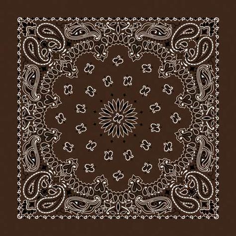 22" x 22", trademark paisley design, rolled hem edges, double sided print, 100% Cotton, made in USA Brown Bandana Wallpaper, Brown Bandana, Western Paisley, Estilo Cholo, Doo Rag, Paisley Bandana, Brown Paisley, Bandana Design, Bandana Styles