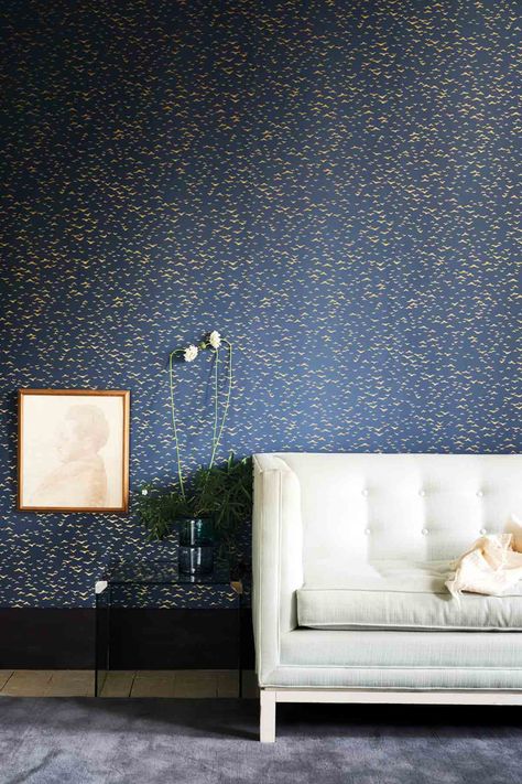 Beautiful New Metallic Wallpapers from Farrow & Ball | Livingetc Farrow And Ball Wallpaper, Farrow Bal, Free Wallpaper Samples, Stiffkey Blue, Farrow & Ball Wallpaper, Japanese Pen, Ball Wallpaper, Painter And Decorator, Colour Consultant