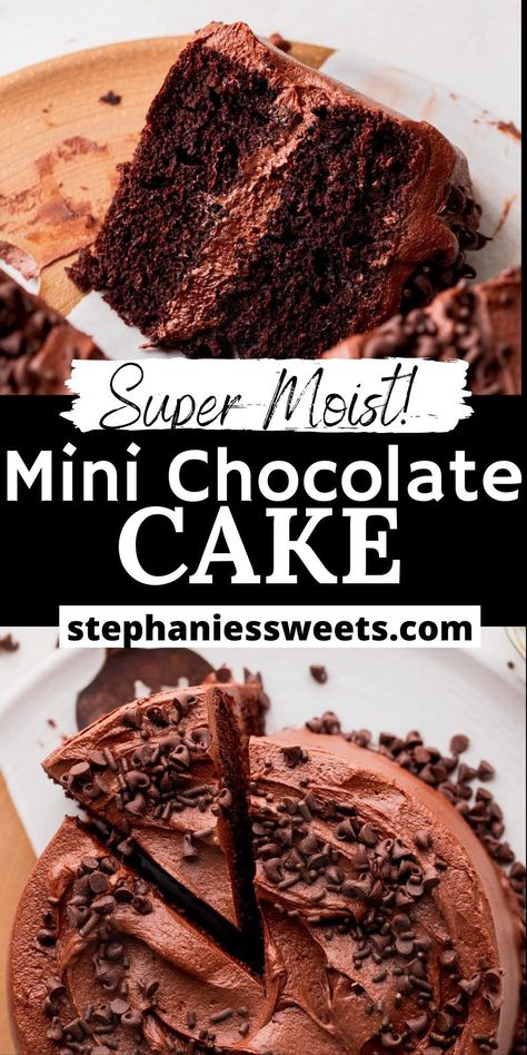 Mini Chocolate Layer Cake, Chocolate Cake For One Person, Tiny Chocolate Cake, 6 In Chocolate Cake Recipe, Mini Cake Recipe Chocolate, Mini Cakes Birthday Recipe, Chocolate Cake Small Batch, Small Personal Birthday Cakes, Small Chocolate Birthday Cake