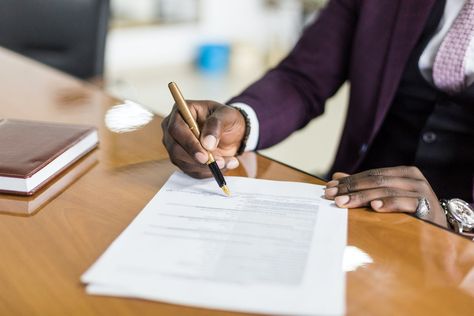 Real Estate Contracts: 8 Items on a Real Estate Contract Real Estate Contract, Prenuptial Agreement, African American Man, Man Hand, Male Hands, Grey Pattern, Business Leader, Blue Ink, Master Class