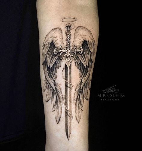 Saint Michael Tattoo, Archangel Michael Tattoo, Sparrow Tattoo Design, St Michael Tattoo, Saint Tattoo, Michael Tattoo, Archangel Tattoo, The Archangels, Saint Michael The Archangel