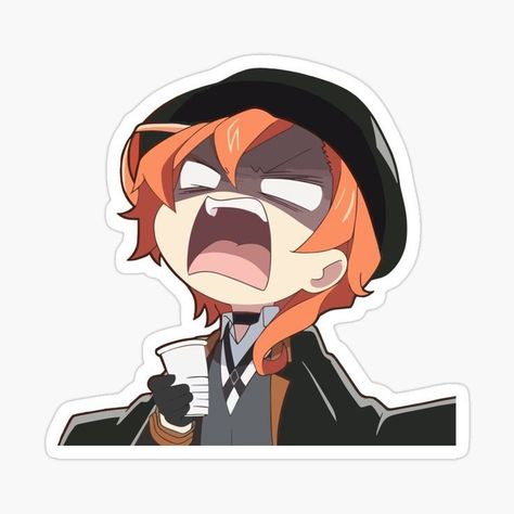 Chuuya Sticker, Bsd Stickers, Easy Pencil Drawings, Chibi Girl Drawings, Anime Lineart, Bond Paper Design, Dazai And Chuuya, Pencil Drawings Easy, Chibi Girl