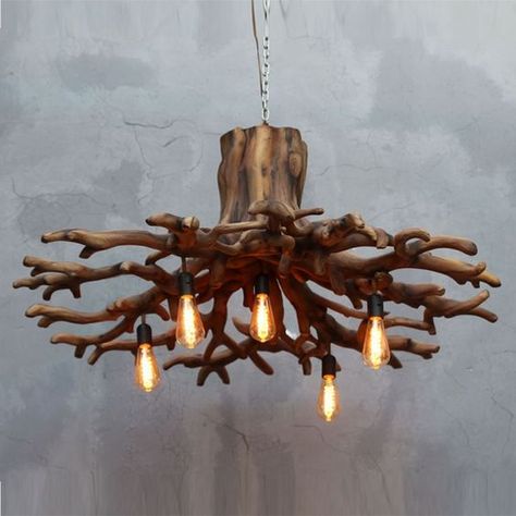 Chandalear Lighting, Wooden Chandeliers, Wood Chandelier Rustic, Wooden Light Fixtures, Driftwood Chandelier, Chandelier Large, Wood Lamp Design, Wood Light Fixture, Driftwood Lamp