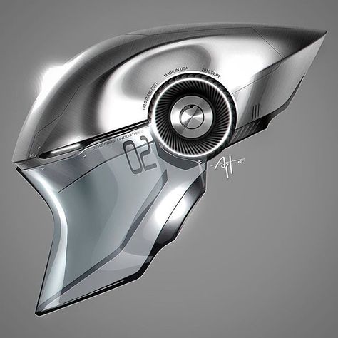 Futuristic helmet, Helmet concept, Industrial design sketch