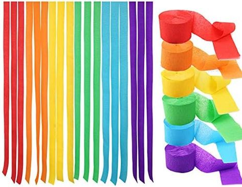 Rainbow Birthday Decorations, Rainbow Backdrop, Crepe Paper Streamers, Party Streamers, Birthday Party Decorations Diy, Paper Streamers, Happy Birthday Girls, Gold Confetti Balloons, Silk Curtains