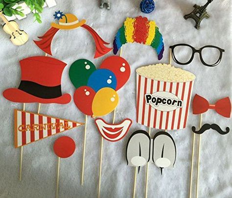 Carnival Photobooth, School Carnival Decorations, Carnival Photo Booth, Diy Karneval, Clown Cosplay, Carnival Booths, Carnival Crafts, Deco Orange, Carnival Birthday Party Theme