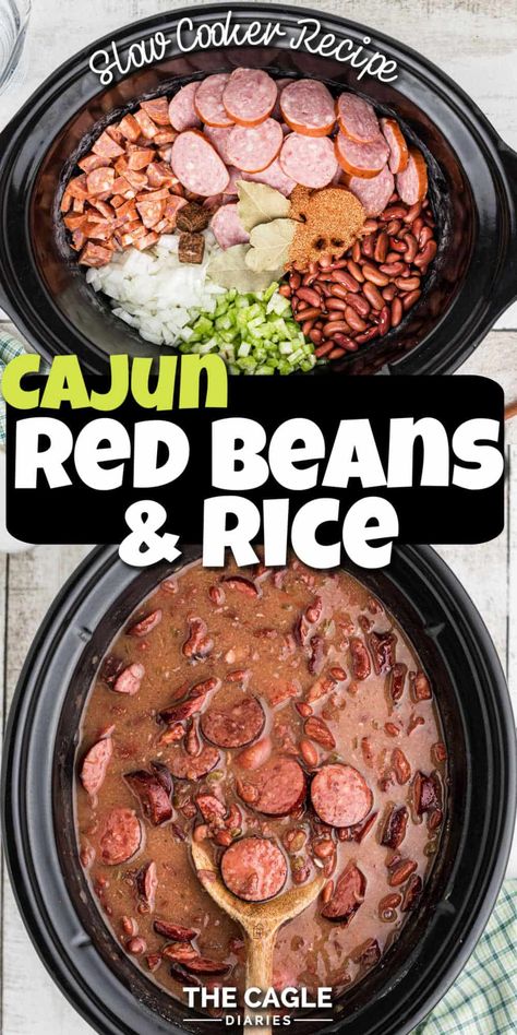 Cajun Red Beans And Rice Recipe, Cajun Red Beans And Rice, Red Beans And Rice Recipe Crockpot, Cajun Red Beans, Slow Cooker Cajun, Red Beans And Rice Recipe Easy, Red Beans And Rice Recipe, Red Beans N Rice Recipe, Easy Crockpot Dinners