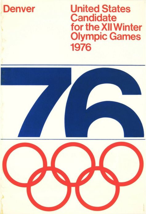 Denver 1976 Olympic Bid poster (only city to decline hosting the Olympics) Le Corbusier, Olympic Poster, Vignelli Design, Olympics Graphics, Face Melting, 1976 Olympics, International Typographic Style, Mexico 86, Massimo Vignelli