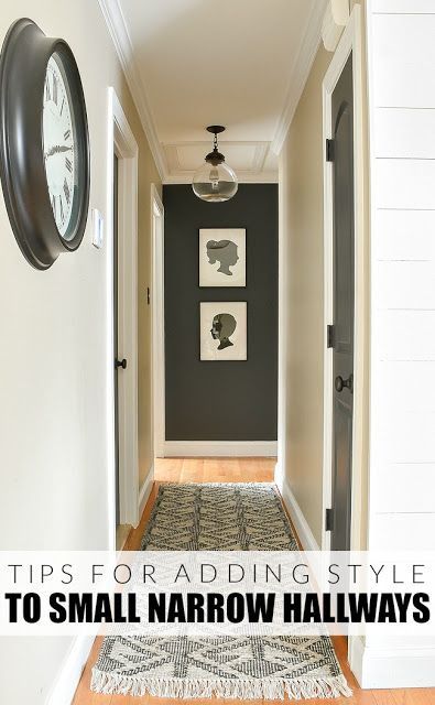 How to add style to a small hallway. A narrow hallway gets a sleek modern makeover with lots of contrast and texture. #hallway #moderndecor #modernfarmhouse #smallspaces #highcontrast #decor Hallway Makeover Before And After, Hallway Update, End Of Hallway, Narrow Hallways, Hallway Makeover, Dark Hallway, Hallway Inspiration, Narrow Hallway Decorating, Hallway Wall Decor