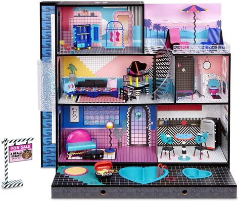 LOL Surprise OMG House 2020 Wood Doll House, Baby Dome, Wood Doll, Transforming Furniture, Moving Truck, Tub Pools, Rooftop Patio, Moving Boxes, House Features