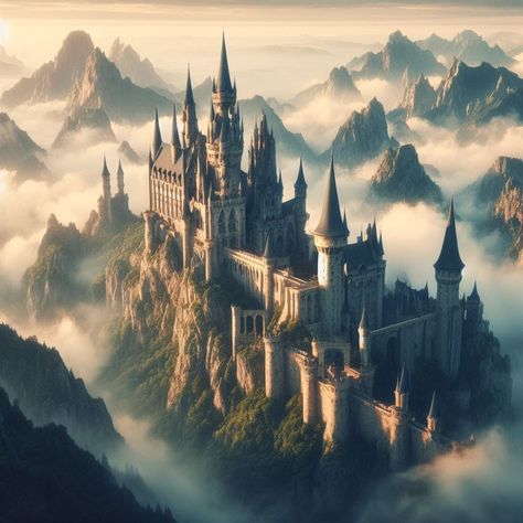 Step into a world where enchantment reigns, and castles hold ancient tales. Dream Castle Fairytale, Castles Built Into Mountains, Castle On Top Of Mountain, Giant Castle Fantasy Art, Castles On Mountains, Dragon Castle Fantasy Art, Spain Castle, Camelot Castle, Dragon Romance