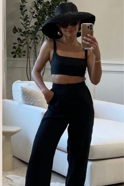 Black Straw Hat Outfit Summer, Black Straw Hat Outfit, Black Beach Hat Outfit, Black Wide Brim Hat Outfit, Wide Brim Hat Outfit Summer, Beach Hats Outfit, Straw Hat Outfit, Wide Brim Hat Outfit, Brim Hat Outfit