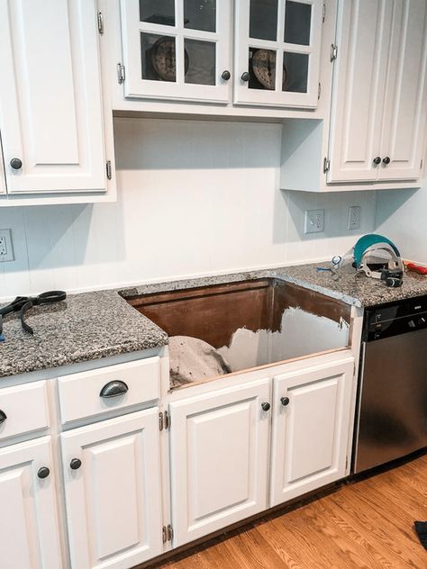 How To Convert Cabinet For Farmhouse Sink, Farm Sink Installation, Retrofit Farmhouse Sink, Over The Counter Sink, Installing A Farmhouse Sink, Kitchen Sink Upgrade, Drop In Farmhouse Sink, Sink Upgrade, Replacing Kitchen Sink