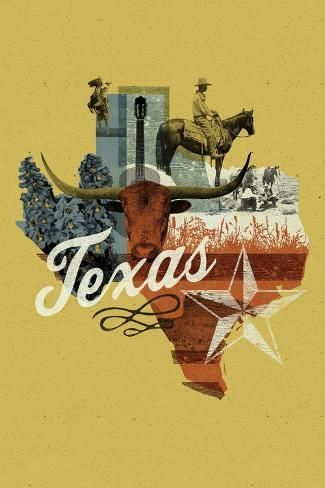 size: 18x12in Art Print: Texas - State Photomontage - State Series by Lantern Press : Dark Forest Green, Dark Forest, Big Canvas, Stretched Canvas, Forest Green, Texas, Art Print, Canvas, Art