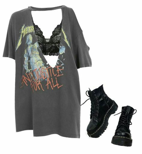 Metal Festival Outfit Summer, Grunge Festival Outfit, Emo Night Outfit, 2023 Winter Outfits, Outfits Fall Aesthetic, Fall Aesthetic Outfit, Look Grunge, Kpop Shirts, Fest Outfits