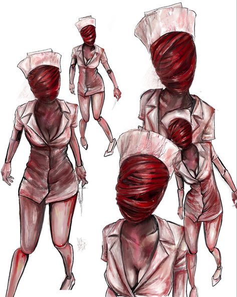 The Flesh That Hates, Silent Hill Nurse Fanart, Silent Hill Nurse Drawing, Nurse Outfit Drawing, Silent Hill Drawings, Silent Hill Nurse Costume, Nurse Silent Hill, Nurse Games, Lucas David