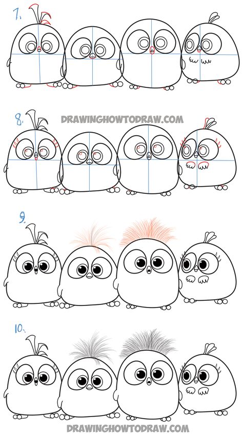 Angry Bird Movie, Trin For Trin Tegning, Birds Drawing, Birds Movie, Angry Birds Movie, How To Draw Steps, Bird Drawing, Baby Birds, Baby Drawing