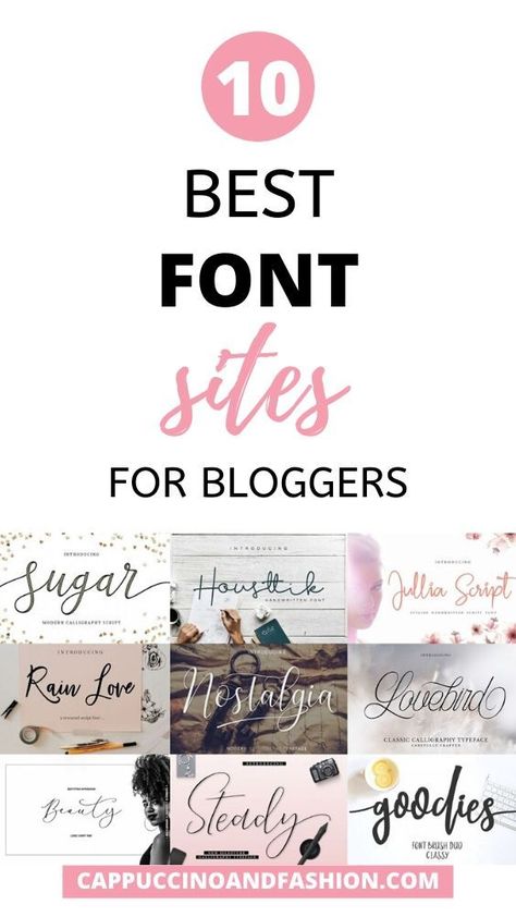 Create a blog logo, brand your business or make aesthetically pleasing digital products. 10 Best Font Sites for Your Next Project. Top Fonts Sites for Bloggers + Ideas on How to Use Them #bloggers #blogger #bloggertips #blog #blogtips #bloggingtips #digitalproducts #font #fonts #fontsites #bestfonts Fonts For Blogs, Wordpress Fonts, Blog Fonts, Free Fonts For Commercial Use, Fashion Blog Names, Blog Website Template, Top Free Fonts, Fonts For Commercial Use, Top Fonts