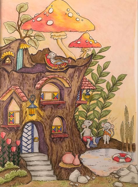 Fairy Home Drawing, Story Book Drawing, Fairytale Drawings, Fairy Garden Drawing, Tracing Art, Whimsical Art Paintings, Watercolor Decor, Storybook Art, Book Illustration Art