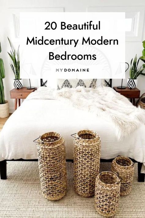 Modern Desert Bedroom, Boho Mid Century Modern Bedroom, Desert Modern Decor, Desert Bedroom, Mid Century Headboard, Midcentury Modern Decor, Boho Style Room, Mid Century Modern Bed, Modern Boho Bedroom