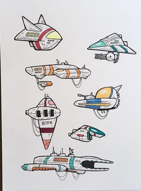 Spaceship Simple, Scifi Tattoo, Shading Examples, Spaceship Sketch, Spacecraft Illustration, Spaceship Drawing, Cartoon Spaceship, Spaceship Illustration, Space Ship Concept Art