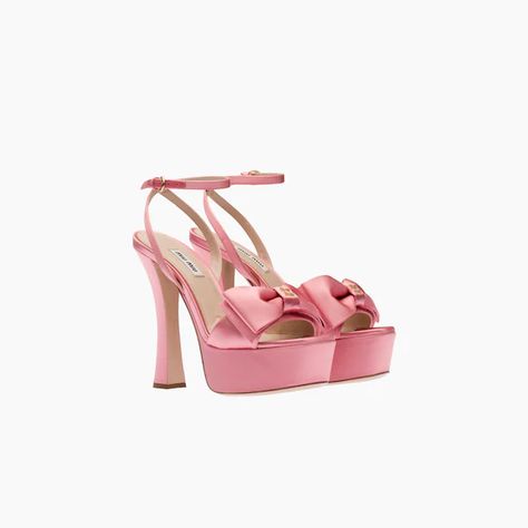 Miu Miu Heels, Prada 2005, Platform Shoes Sandals, Satin Sandals, Miu Miu Shoes, Pink Heels, Sand Beige, Sandals Women, Feminine Design