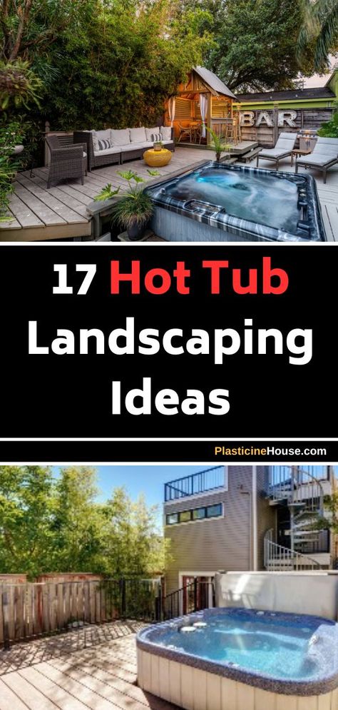 Looking for some inspiration to transform your backyard into a luxurious oasis? Look no further than these stunning hot tub landscaping ideas! From lush greenery to sleek modern designs, you'll find plenty of inspiration to create the perfect outdoor retreat. So why wait? Dive into these ideas and start planning your dream hot tub getaway today! Backyard Deck With Hot Tub Ideas, Spa Pool Landscaping Ideas, Deck To Hot Tub, Landscaping Around A Hot Tub, Backyard Patio Hot Tub Ideas, Small Backyards With Hot Tubs, Lights Around Hot Tub, Hot Tub Backyard Ideas Spa Design, Backyard Hot Tub Ideas Outdoor Spa Decks