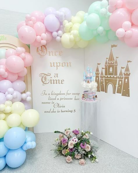 All posts • Instagram Elegant Princess Birthday Party, Party Favor Wall, Disney Princess Backdrop, Storybook Backdrop, Disney Princess Theme Birthday Party, Kids Craft Table, Disneyland Party, Princess Backdrops, Balloons Backdrop