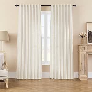 Joydeco Linen Curtains for Living Room,Light Filtering Rod Pocket Back Tab Semi Sheer Drapes Window Long Curtains 90 inches Long Ivory Sheer Drapes, Curtains Living, Long Curtains, Light Filter, Window Drapes, Linen Curtains, Rod Pocket, Curtains Living Room, Living Room Lighting