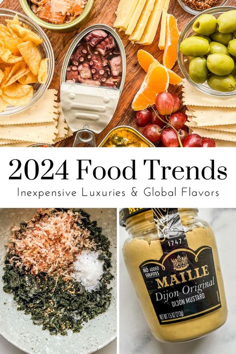 Want to know what the next 'girl dinner' will be? 2024 will bring loads of new food trends, and I've got a few I think are about to pop off! Here are all the cuisines, snacks, condiments, and drinks that will trend this year. Trending Food 2024, Trending Food Recipes 2024, Dessert Trends 2024, Viral Food Trends, Popular Everything 2024, 2024 Food Trends, Trending Recipes 2024, Pinterest Predicts: Trends For 2024, Food Trends 2024