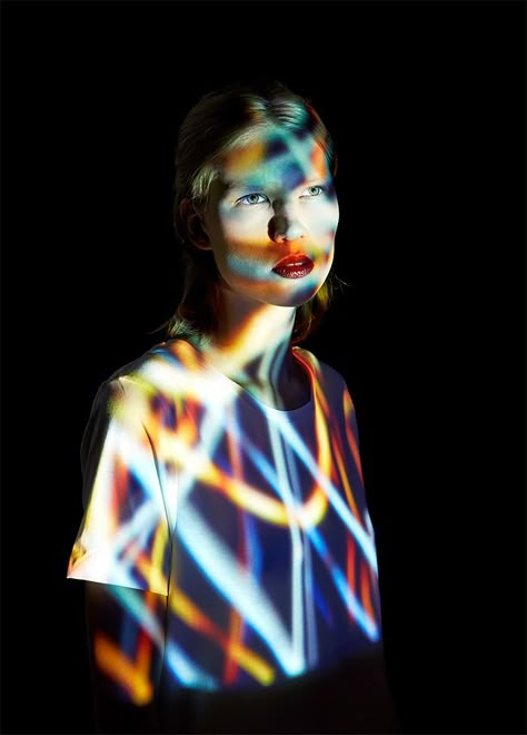 Moving Time: Photo Series by Mads Perch & Gemma Fletcher Projector Photography, Photographic Projects, Projection Mapping, Photo Series, Photography Projects, Abstract Photography, Portrait Inspiration, Bright Lights, 인물 사진