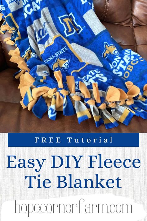 Make A Tie Blanket, Diy Fleece Blanket, Fleece Blanket Tutorial, Flannel Tied, How To Make A Tie, Flannel Tie, Fleece Tie Blanket, Tie Blanket, Fleece Tie Blankets