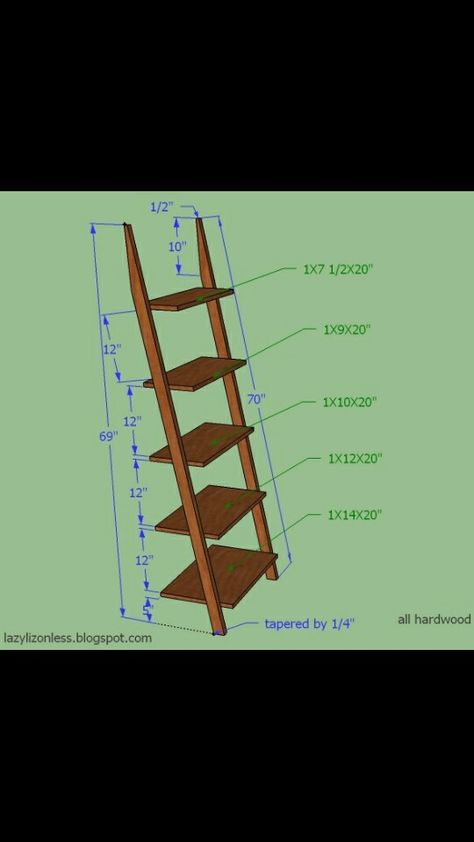 Ladder shelf plans Ladder Shelf Diy, Wall Ladder, Koti Diy, Bookshelf Plans, Diy Ladder, Ladder Bookshelf, Decor Videos, Wooden Ladder, Ladder Shelf